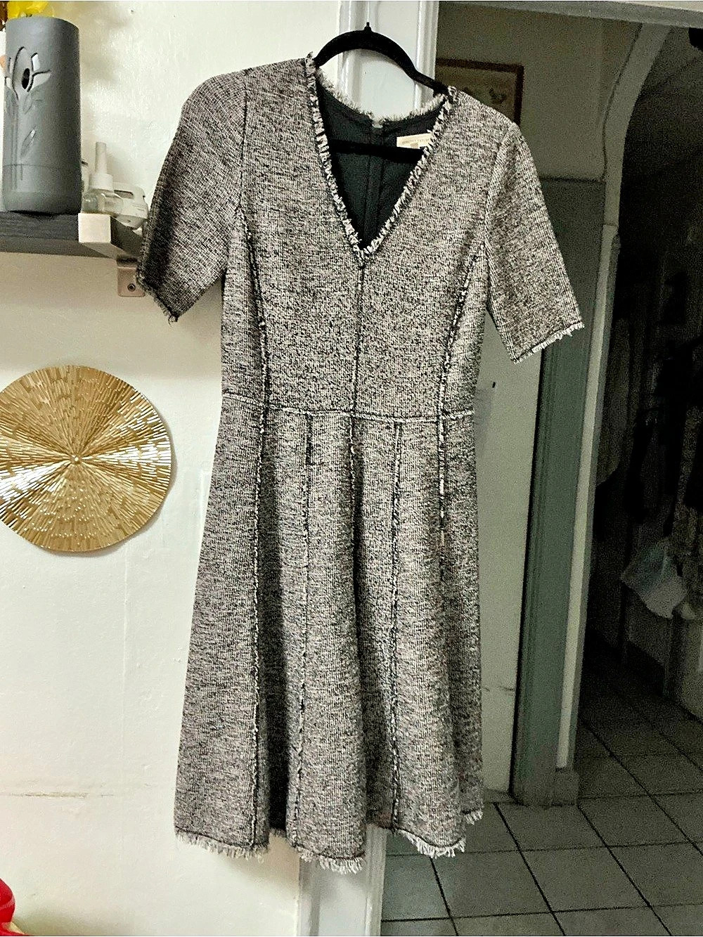Rebecca Taylor Tweed Midi Dress in brown & Black Size 2